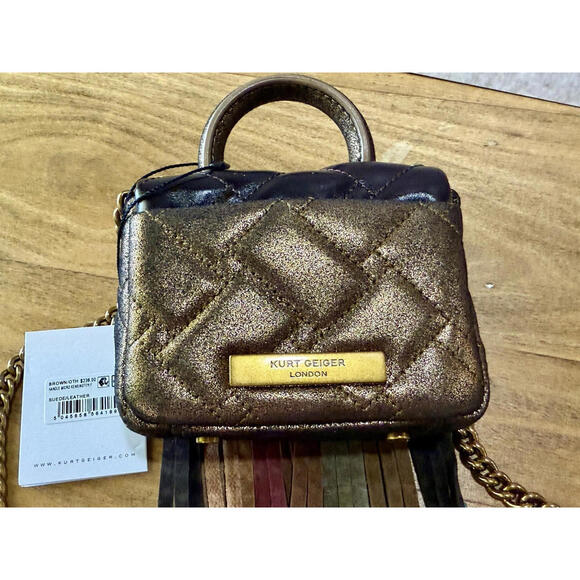 🔥 NWT Kurt Geiger London Micro Kensington Fringe Convertible Crossbody Bag Boho - Picture 10 of 13